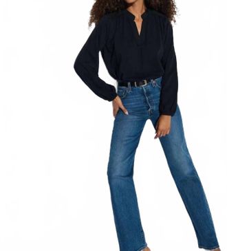 Nation Ltd Maya V-Neck Top In Jet Black