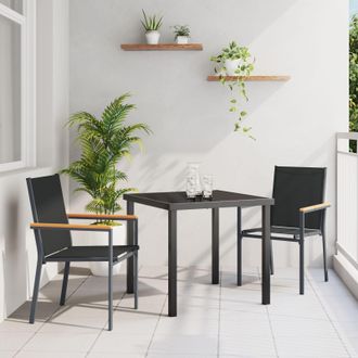 Berkfield Home 3 Piece Garden Dining Set Black Textilene & Steel