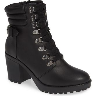 Mia Annamaria Lug Sole Combat Boot in Black at Nordstrom Rack, Size 8.5