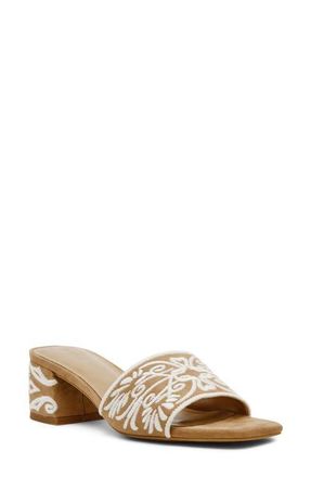 Anne Klein Dolls Block Heel Sandal in Sand Suede at Nordstrom, Size 9.5