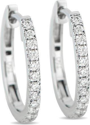 Luxury Bazaar 18K White Gold 0.30ct Diamond Hoop Earrings PS17-111925