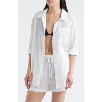 Nordstrom Textured Cover-Up Shirt in White at Nordstrom, Size X-Small