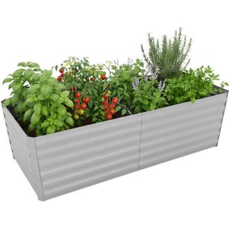 Relaxdays Relaxdays Orto rialzato in metallo zincato, HxLxP 57 x 180 x 90 cm, per ortaggi, erbe, fiori, grigio chiaro