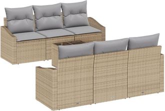 vidaXL Garden Sofa Set Manual 7 pcs Beige, Light Grey 55 x 55 x 37 cm Vidaxl