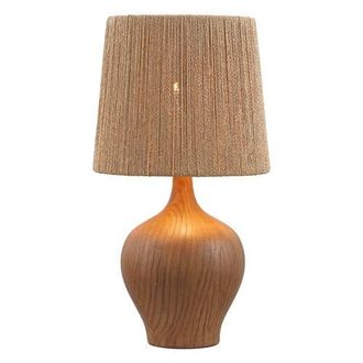 Jonathan Y Designs Eben Farmhouse Resin/Metal Gourd LED Table Lamp with Paper Rope Shade in Brown Wood Finish at Nordstrom