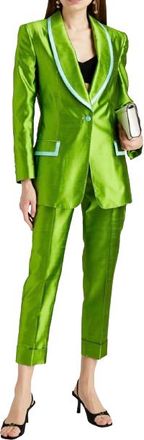 Dolce & Gabbana Leaf Green Silk-dupioni Blazer Size XL