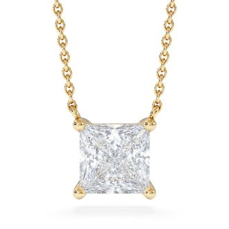 The Diamond Store Wanderlust Floating Princess Cut Lab Diamond Solitaire Necklace 1.50ct H/SI in 9K Gold