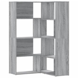 Berkfield Home Corner Bookcase 4-Tier Grey Sonoma 85x85x140 cm Engineered Wood | Size: 85 x 85 x 140 cm