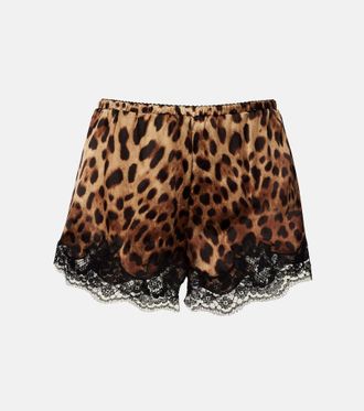 Dolce & Gabbana Shorts in misto seta con stampa leopardata
