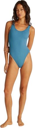 Calvin Klein Eendelig zwempak met ronde rug voor dames (Storm Blauw)