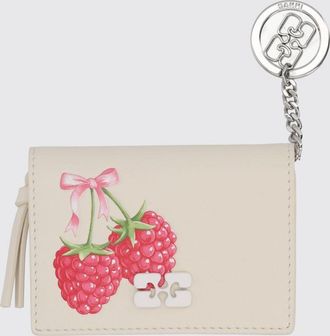 Ganni Portafoglio bifold in pelle riciclata con stampa e logo Butterfly