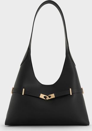 Charles & Keith Arlet Metallic-Accent Belted Hobo Bag