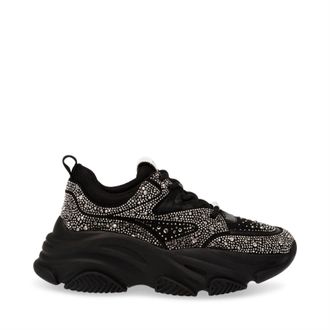 Steve Madden Womens Privy Trainer in Black Silver - Beige - Size UK 7
