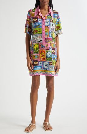 Camilla Salty Splendor Crystal Embellished Silk Shirtdress in Salty Splendour at Nordstrom, Size X-Small