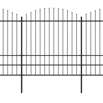 Berkfield Home Garden Fence with Spear Top Steel (1.75-2)x5.1 m Black