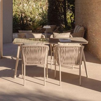 Sklum Set de mesa rectangular 160x90 cm y 4 sillas de jardín en aluminio Arhiza Classic SKLUM