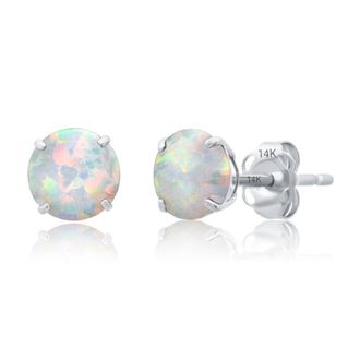 MAX + STONE 14k Yellow or White Gold 6mm Round Solitaire Gemstone Stud Earrings