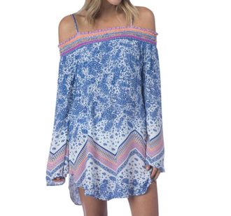 Green Dragon Scarf Off The Shoulder Tunic In Paisley