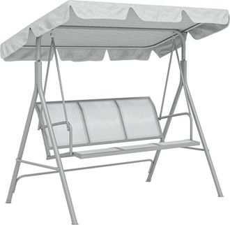 OUTSUNNY Metal Swing Chair Garden Hammock 3 Seater Patio Bench w/ Canopy Grey