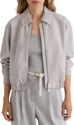 Reiss Lottie Leather Jacket in Light Grey at Nordstrom, Size 10