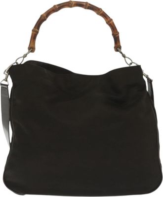 Gucci Bamboo Brown Nylon Handbag (Pre-Owned)