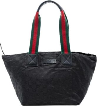 Gucci Pre-owned Tote Bags, female, Black, Size: ONE SIZE Pre-owned Canvas Tote
