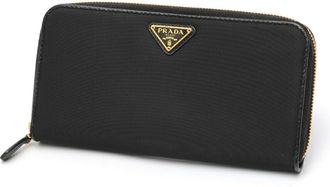 Prada Black Nylon Leather Long Wallet (Bi-Fold) (Pre-Owned)