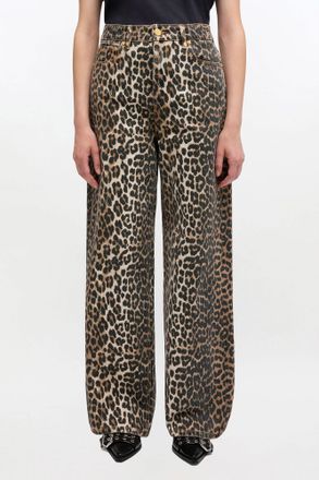 Ganni Brown Leopard Printed Lari Jeans - Size 24W/33L Organic Cotton