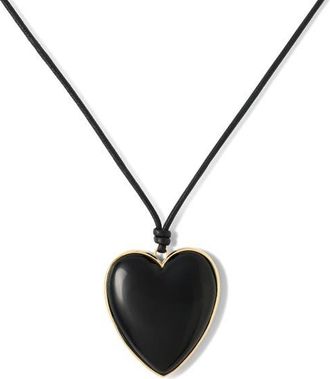 Jennifer Fisher Heart Pendant Cord Necklace in Black at Nordstrom