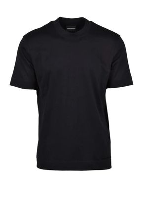 Emporio Armani Black Perforated Cotton T-Shirt