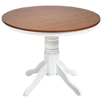 Beliani Beliani - Mesa De Comedor Redonda Vintage Retro Con Pedestal &Oslash; 100 Cm De Madera Oscura De Fresno Akron