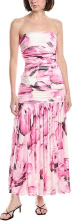 Kenneth Cole Strapless Printed Mesh Maxi Dress