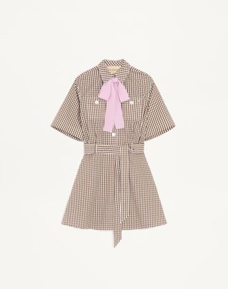 Valentino Abito Corto In Cotton Vichy Donna CHOCOLATE/AVORIO 38