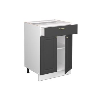 Vicco Mueble Bajo De Cocina Fame-line, Antracita-oro, 60 Cm Con Caj&oacute;n, Et Roble Vicco
