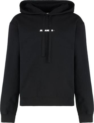 Jil Sander Logo Sweatshirt - Heren - Hoodies - Zwart - L - Katoen - Hoodies & sweatvesten
