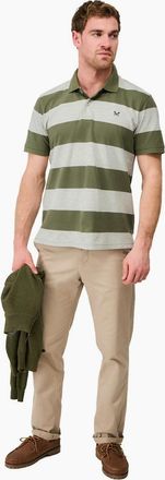 Crew Clothing Mens Crew Clothing Mens Heritage Stripe Short Sleeve Polo Shirt - Cream/Brown - Size: 44