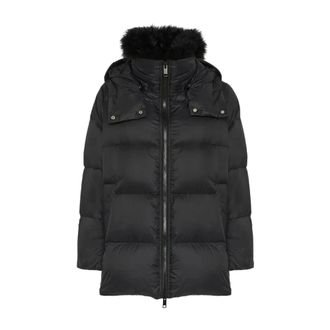 Yves Salomon Iconic A-line Down Jacket with Lambswool Collar - - Coats - Donna - Nero - XS
