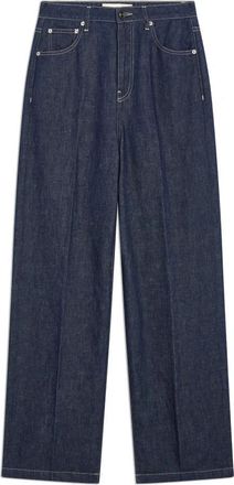 Semicouture Agata Wide Straight Jeans - Dames - Loose Fit Jeans - Blauw - W28 - Katoen - Jeans