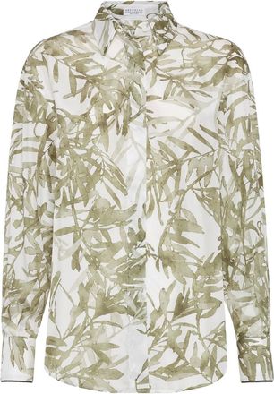 Brunello Cucinelli silk shirt - women - Silk - L - Green