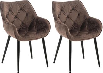 Clp Clp - Set De 2 Sillas De Comedor Tanna En Terciopelo Marr&oacute;n