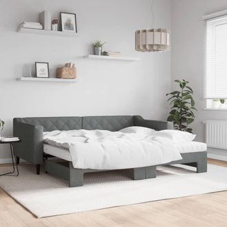 vidaXL Vidaxl - Sof&aacute; Cama Nido Con Colch&oacute;n Tela Gris Oscuro 90x190 Cm