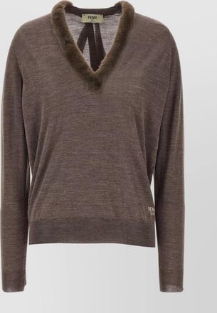 Fendi v neck knitwear fur trim