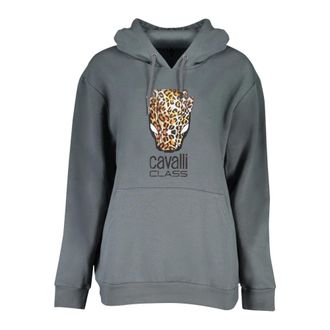 Cavalli Grijze Hoodie Lange Mouw Print - Dames - Hoodies - Grijs - XL - Hoodies & sweatvesten