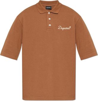 Dsquared2 Tops, Heren, Bruin, XL, Katoen, Polo Met Geborduurd Logo