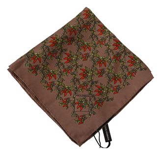 Dolce & Gabbana Mens Brown Carrots Print Silk Handkerchief Accessory