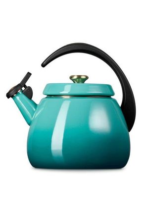 LE CREUSET 2.2-Quart Enameled Stainless Steel Whistling Cloche Kettle in Riviera at Nordstrom