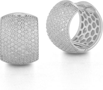 Glaze Jewelry Sterling Silver Pave Bold Chunky Hoops