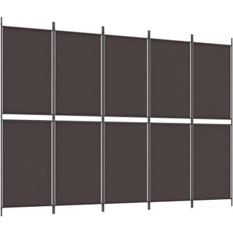vidaXL Furniture Limited - Biombo Divisor De 5 Paneles De Tela Marr&oacute;n