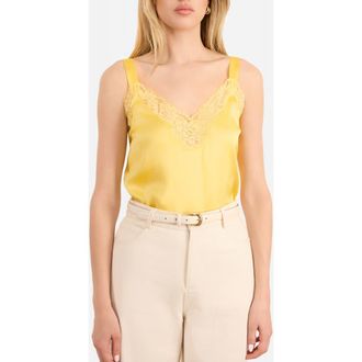Cami NYC Amora Lace Trim Silk Charmeuse Camisole in Custard at Nordstrom, Size Xx-Small