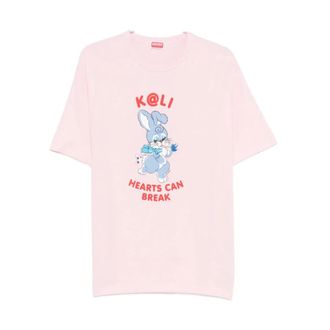 Kenzo T-Shirts, male, Pink, Size: XL Crewneck Printed Front Panel T-shirt